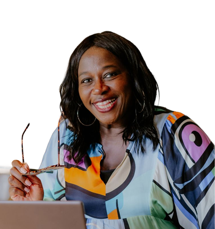 A woman smiling confidently, representing trusted leadership support
